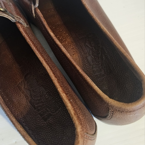 Salvatore Ferragamo Embossed Brown Leather Gancini Loafer Slip-On Buckle Men 6,5 - Picture 7 of 11